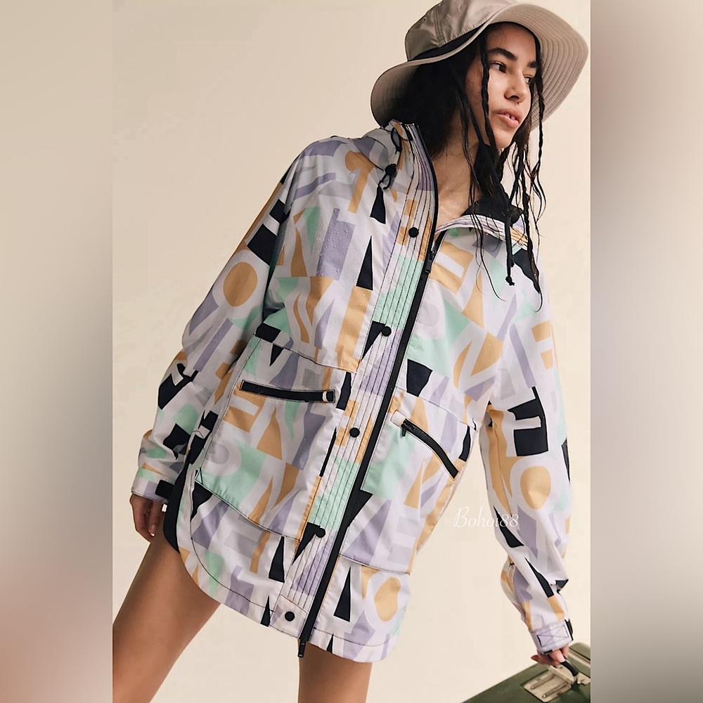 NEW Free People Singin' In The Rain Printed Packable Jacket